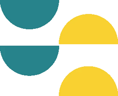 Imagem com elementos geométricos de cores azul e amarelo formando um design abstrato moderno, ideal para materiais de marketing e criatividade.